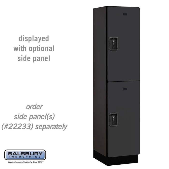 Salsbury 18" Wide Double Tier Designer Wood Locker - 1 Wide - 6 Feet High - 18 Inches Deep - Black - Black Resettable Combination Locks - Sweatfully
