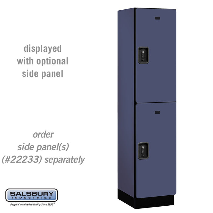 Salsbury 18" Wide Double Tier Designer Wood Locker - 1 Wide - 6 Feet High - 18 Inches Deep - Blue - Black Resettable Combination Locks - Sweatfully