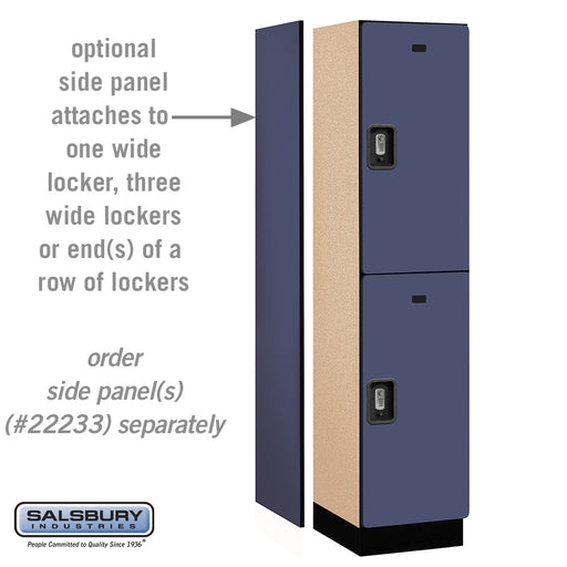 Salsbury 18" Wide Double Tier Designer Wood Locker - 1 Wide - 6 Feet High - 18 Inches Deep - Blue - Silver Resettable Combination Locks - Sweatfully