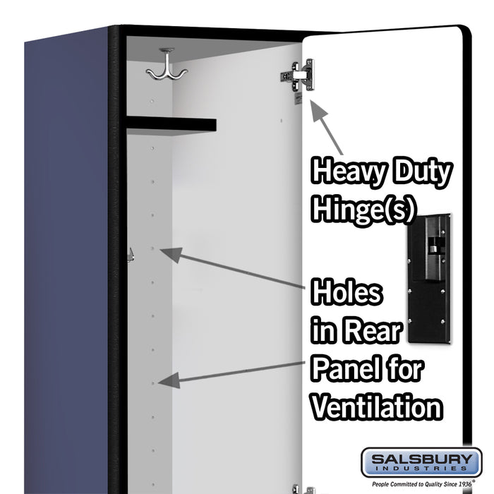 Salsbury 18" Wide Double Tier Designer Wood Locker - 1 Wide - 6 Feet High - 18 Inches Deep - Blue - Hasps - Sweatfully