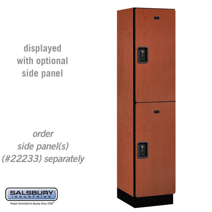 Salsbury 18" Wide Double Tier Designer Wood Locker - 1 Wide - 6 Feet High - 18 Inches Deep - Cherry - Black Resettable Combination Locks - Sweatfully