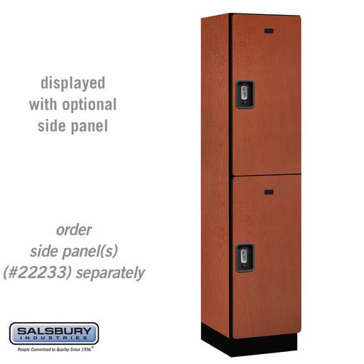 Salsbury 18" Wide Double Tier Designer Wood Locker - 1 Wide - 6 Feet High - 18 Inches Deep - Cherry - Silver Resettable Combination Locks - Sweatfully
