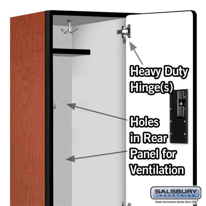 Salsbury 18" Wide Double Tier Designer Wood Locker - 1 Wide - 6 Feet High - 18 Inches Deep - Cherry - Hasps - Sweatfully