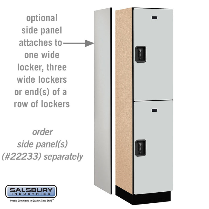 Salsbury 18" Wide Double Tier Designer Wood Locker - 1 Wide - 6 Feet High - 18 Inches Deep - Gray - Black Resettable Combination Locks - Sweatfully
