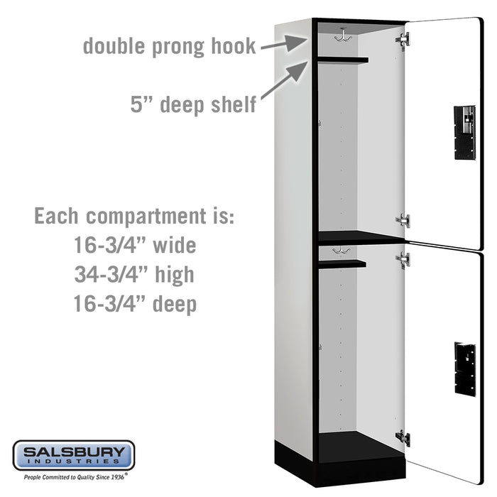 Salsbury 18" Wide Double Tier Designer Wood Locker - 1 Wide - 6 Feet High - 18 Inches Deep - Gray - Hasps - Sweatfully