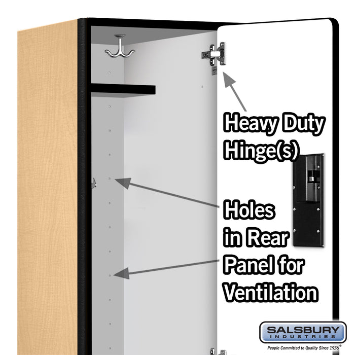 Salsbury 18" Wide Double Tier Designer Wood Locker - 1 Wide - 6 Feet High - 18 Inches Deep - Maple - Hasps - Sweatfully
