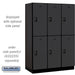 Salsbury 18" Wide Double Tier Designer Wood Locker - 3 Wide - 6 Feet High - 21 Inches Deep - Black - Black Resettable Combination Locks - Sweatfully