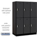 Salsbury 18" Wide Double Tier Designer Wood Locker - 3 Wide - 6 Feet High - 21 Inches Deep - Black - Silver Electronic Locks - Sweatfully