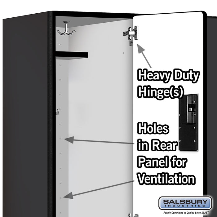 Salsbury 18" Wide Double Tier Designer Wood Locker - 3 Wide - 6 Feet High - 21 Inches Deep - Black - Hasps - Sweatfully