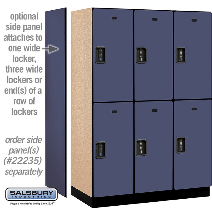 Salsbury 18" Wide Double Tier Designer Wood Locker - 3 Wide - 6 Feet High - 21 Inches Deep - Blue - Black Electronic Locks - Sweatfully