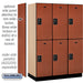 Salsbury 18" Wide Double Tier Designer Wood Locker - 3 Wide - 6 Feet High - 21 Inches Deep - Cherry - Black Resettable Combination Locks - Sweatfully