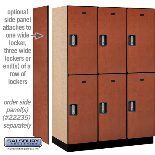 Salsbury 18" Wide Double Tier Designer Wood Locker - 3 Wide - 6 Feet High - 21 Inches Deep - Cherry - Silver Electronic Locks - Sweatfully