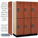 Salsbury 18" Wide Double Tier Designer Wood Locker - 3 Wide - 6 Feet High - 21 Inches Deep - Cherry - Silver Electronic Locks - Sweatfully