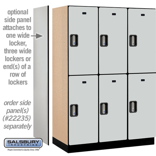 Salsbury 18" Wide Double Tier Designer Wood Locker - 3 Wide - 6 Feet High - 21 Inches Deep - Gray - Silver Electronic Locks - Sweatfully