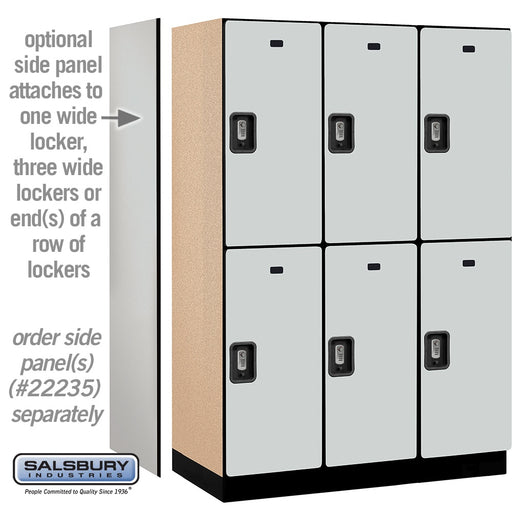 Salsbury 18" Wide Double Tier Designer Wood Locker - 3 Wide - 6 Feet High - 21 Inches Deep - Gray - Silver Resettable Combination Locks - Sweatfully