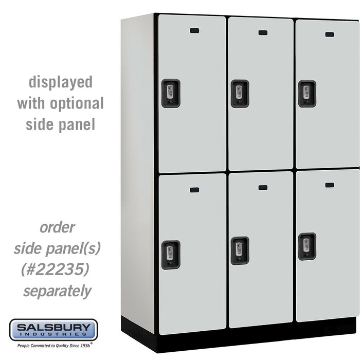 Salsbury 18" Wide Double Tier Designer Wood Locker - 3 Wide - 6 Feet High - 21 Inches Deep - Gray - Silver Resettable Combination Locks - Sweatfully