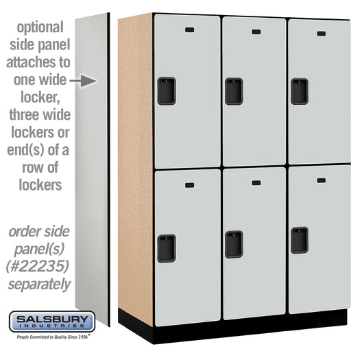 Salsbury 18" Wide Double Tier Designer Wood Locker - 3 Wide - 6 Feet High - 21 Inches Deep - Gray - Hasps - Sweatfully