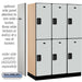 Salsbury 18" Wide Double Tier Designer Wood Locker - 3 Wide - 6 Feet High - 21 Inches Deep - Gray - Hasps - Sweatfully