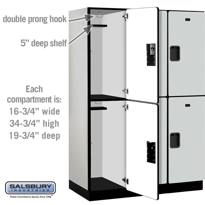 Salsbury 18" Wide Double Tier Designer Wood Locker - 3 Wide - 6 Feet High - 21 Inches Deep - Gray - Hasps - Sweatfully