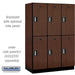 Salsbury 18" Wide Double Tier Designer Wood Locker - 3 Wide - 6 Feet High - 21 Inches Deep - Mahogany - Silver Electronic Locks - Sweatfully