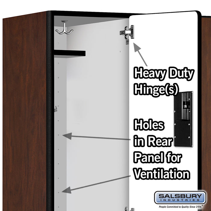 Salsbury 18" Wide Double Tier Designer Wood Locker - 3 Wide - 6 Feet High - 21 Inches Deep - Mahogany - Hasps - Sweatfully
