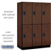 Salsbury 18" Wide Double Tier Designer Wood Locker - 3 Wide - 6 Feet High - 21 Inches Deep - Mahogany - Hasps - Sweatfully