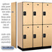 Salsbury 18" Wide Double Tier Designer Wood Locker - 3 Wide - 6 Feet High - 21 Inches Deep - Maple - Black Resettable Combination Locks - Sweatfully