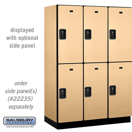 Salsbury 18" Wide Double Tier Designer Wood Locker - 3 Wide - 6 Feet High - 21 Inches Deep - Maple - Black Resettable Combination Locks - Sweatfully