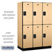 Salsbury 18" Wide Double Tier Designer Wood Locker - 3 Wide - 6 Feet High - 21 Inches Deep - Maple - Black Resettable Combination Locks - Sweatfully