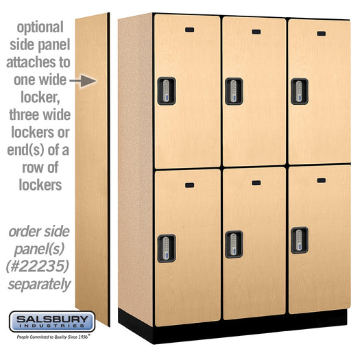 Salsbury 18" Wide Double Tier Designer Wood Locker - 3 Wide - 6 Feet High - 21 Inches Deep - Maple - Silver Electronic Locks - Sweatfully