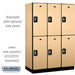 Salsbury 18" Wide Double Tier Designer Wood Locker - 3 Wide - 6 Feet High - 21 Inches Deep - Maple - Silver Resettable Combination Locks - Sweatfully