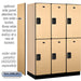 Salsbury 18" Wide Double Tier Designer Wood Locker - 3 Wide - 6 Feet High - 21 Inches Deep - Maple - Hasps - Sweatfully