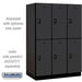 Salsbury 18" Wide Double Tier Designer Wood Locker - 3 Wide - 6 Feet High - 24 Inches Deep - Black - Black Resettable Combination Locks - Sweatfully