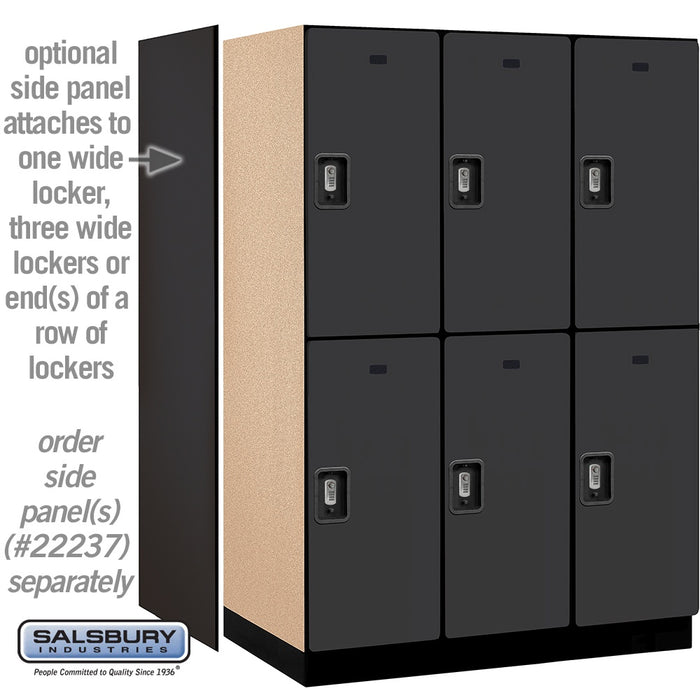 Salsbury 18" Wide Double Tier Designer Wood Locker - 3 Wide - 6 Feet High - 24 Inches Deep - Black - Silver Resettable Combination Locks - Sweatfully