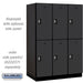 Salsbury 18" Wide Double Tier Designer Wood Locker - 3 Wide - 6 Feet High - 24 Inches Deep - Black - Silver Resettable Combination Locks - Sweatfully