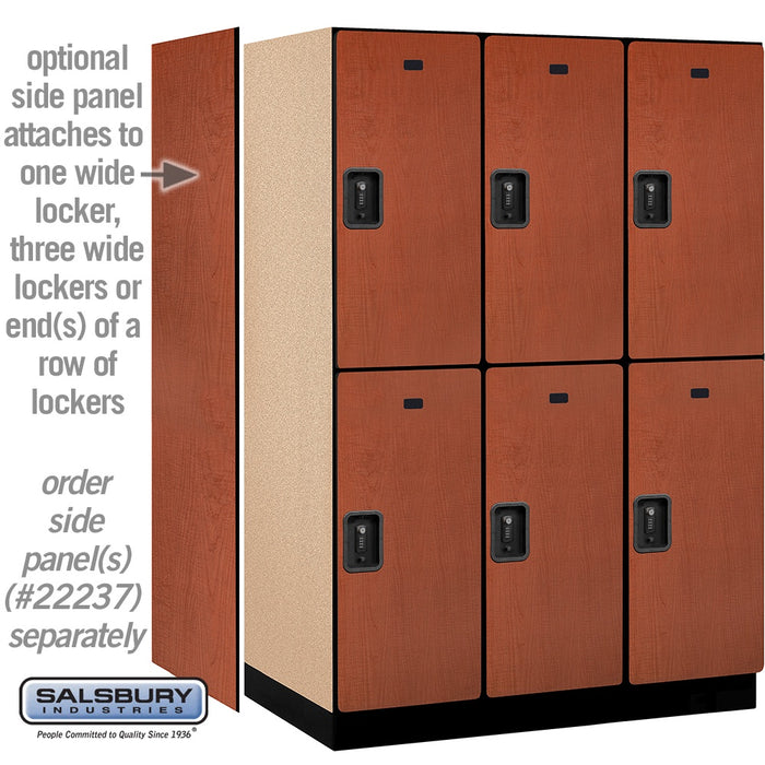 Salsbury 18" Wide Double Tier Designer Wood Locker - 3 Wide - 6 Feet High - 24 Inches Deep - Cherry - Black Resettable Combination Locks - Sweatfully