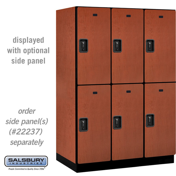 Salsbury 18" Wide Double Tier Designer Wood Locker - 3 Wide - 6 Feet High - 24 Inches Deep - Cherry - Black Resettable Combination Locks - Sweatfully
