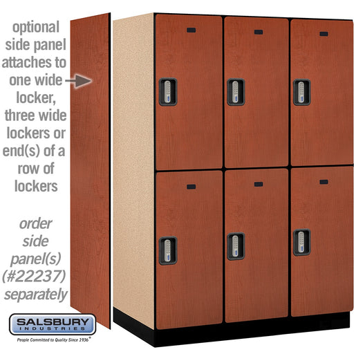 Salsbury 18" Wide Double Tier Designer Wood Locker - 3 Wide - 6 Feet High - 24 Inches Deep - Cherry - Silver Electronic Locks - Sweatfully