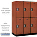 Salsbury 18" Wide Double Tier Designer Wood Locker - 3 Wide - 6 Feet High - 24 Inches Deep - Cherry - Silver Electronic Locks - Sweatfully