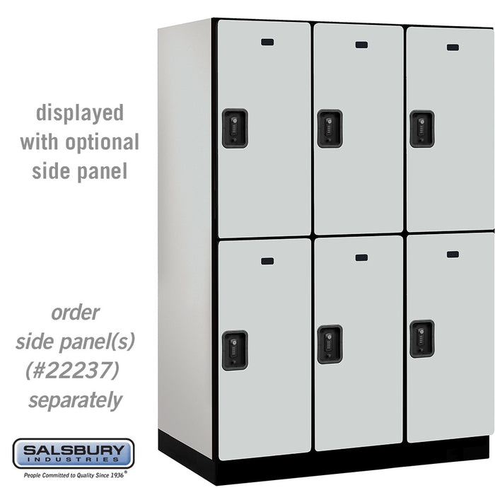 Salsbury 18" Wide Double Tier Designer Wood Locker - 3 Wide - 6 Feet High - 24 Inches Deep - Gray - Black Resettable Combination Locks - Sweatfully