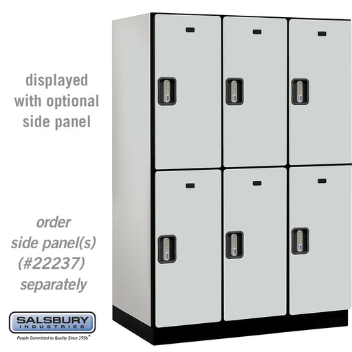 Salsbury 18" Wide Double Tier Designer Wood Locker - 3 Wide - 6 Feet High - 24 Inches Deep - Gray - Silver Electronic Locks - Sweatfully