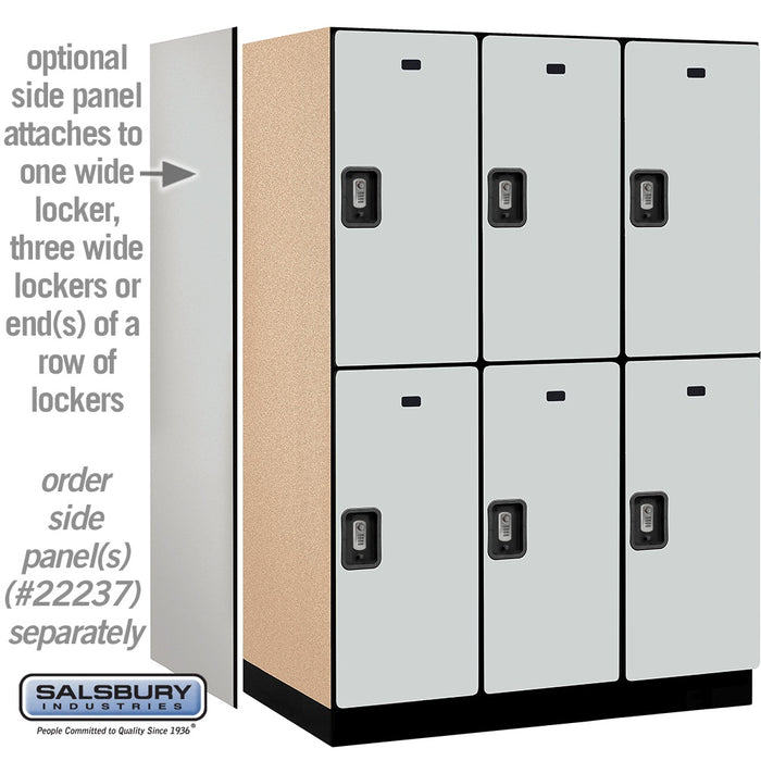 Salsbury 18" Wide Double Tier Designer Wood Locker - 3 Wide - 6 Feet High - 24 Inches Deep - Gray - Silver Resettable Combination Locks - Sweatfully