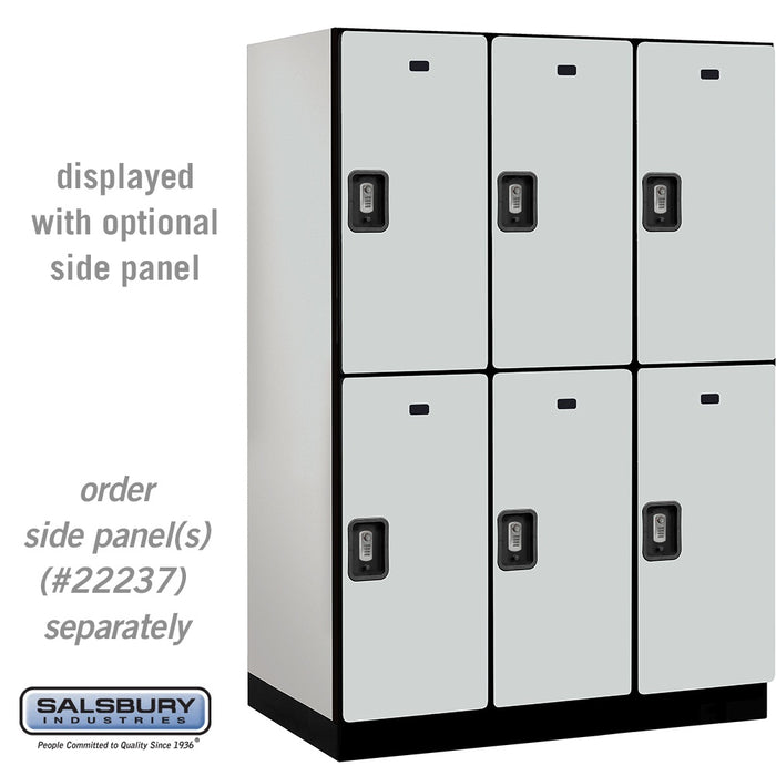 Salsbury 18" Wide Double Tier Designer Wood Locker - 3 Wide - 6 Feet High - 24 Inches Deep - Gray - Silver Resettable Combination Locks - Sweatfully