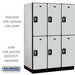 Salsbury 18" Wide Double Tier Designer Wood Locker - 3 Wide - 6 Feet High - 24 Inches Deep - Gray - Silver Resettable Combination Locks - Sweatfully