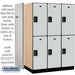 Salsbury 18" Wide Double Tier Designer Wood Locker - 3 Wide - 6 Feet High - 24 Inches Deep - Gray - Hasps - Sweatfully