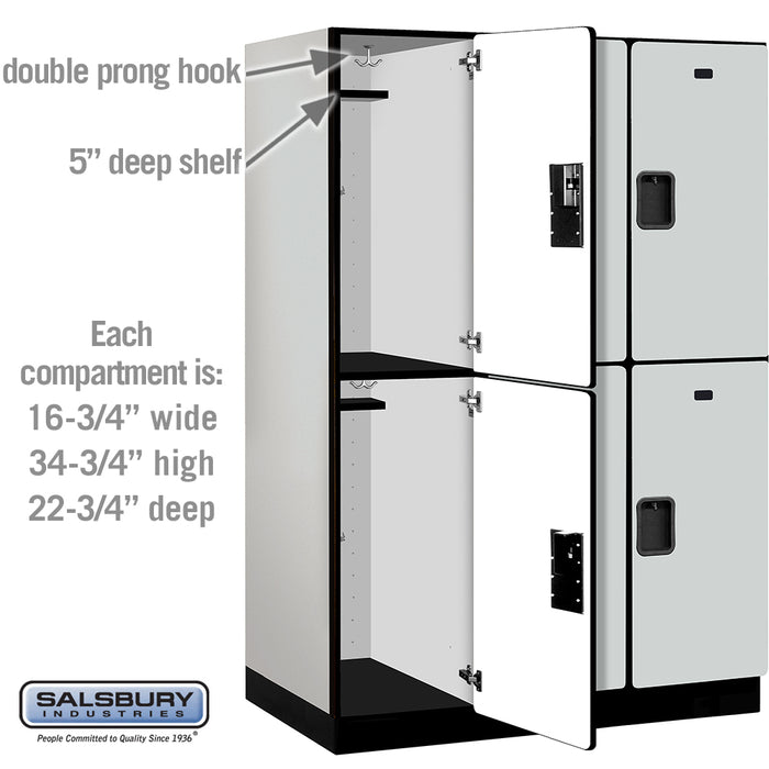 Salsbury 18" Wide Double Tier Designer Wood Locker - 3 Wide - 6 Feet High - 24 Inches Deep - Gray - Hasps - Sweatfully