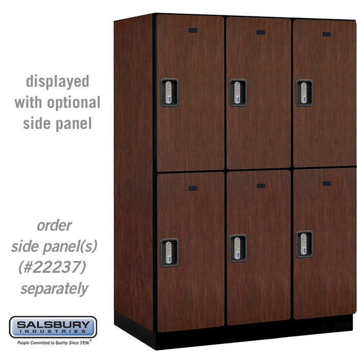 Salsbury 18" Wide Double Tier Designer Wood Locker - 3 Wide - 6 Feet High - 24 Inches Deep - Mahogany - Silver Electronic Locks - Sweatfully
