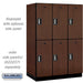 Salsbury 18" Wide Double Tier Designer Wood Locker - 3 Wide - 6 Feet High - 24 Inches Deep - Mahogany - Silver Electronic Locks - Sweatfully