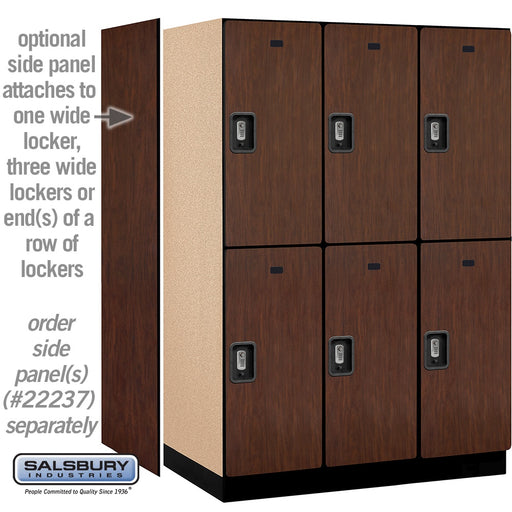 Salsbury 18" Wide Double Tier Designer Wood Locker - 3 Wide - 6 Feet High - 24 Inches Deep - Mahogany - Silver Resettable Combination Locks - Sweatfully