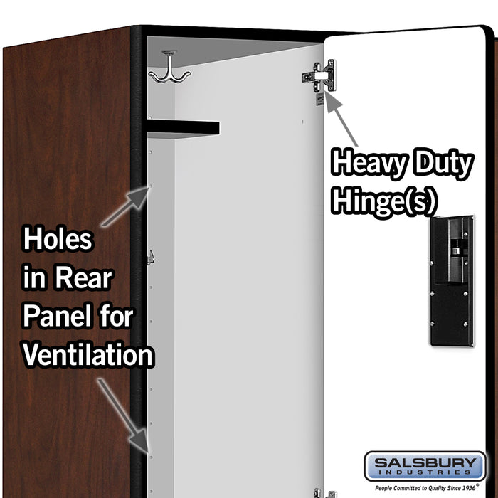 Salsbury 18" Wide Double Tier Designer Wood Locker - 3 Wide - 6 Feet High - 24 Inches Deep - Mahogany - Hasps - Sweatfully
